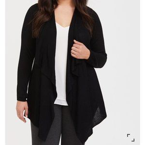 Torrid Women Cardigan 3X Drape Front Sweater Lightweight Black Casual